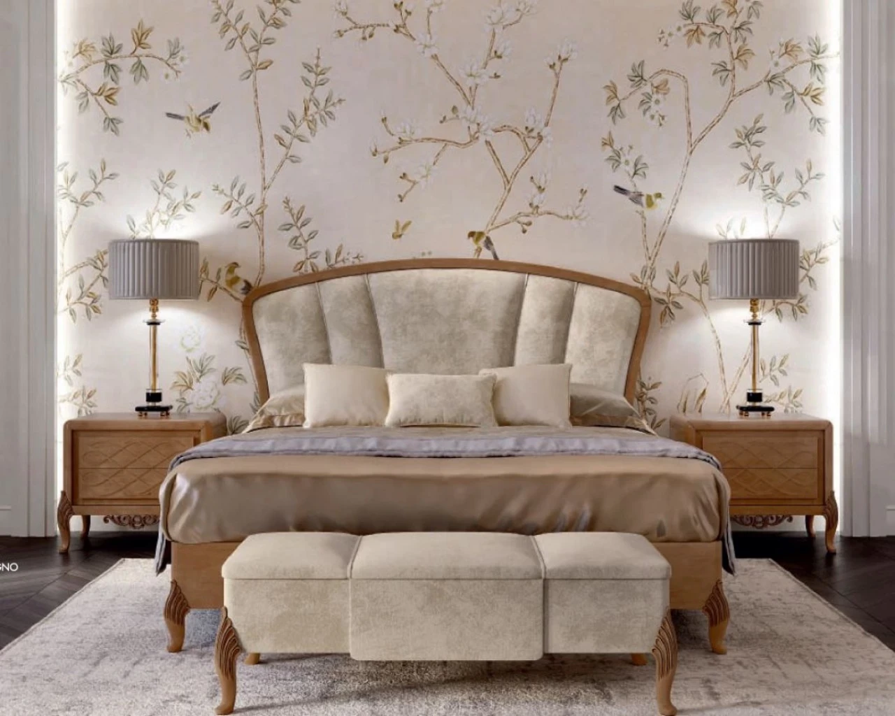 Ocean upholstered bed, for a contemporary bedroom set made to order