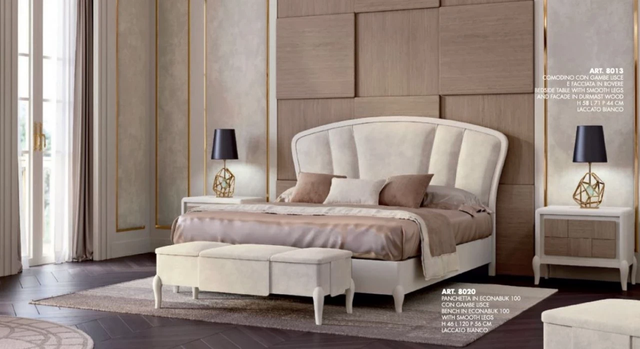 Ocean arched bed 8001 on a solid wood frame, for modern bedroom sets made in Italy