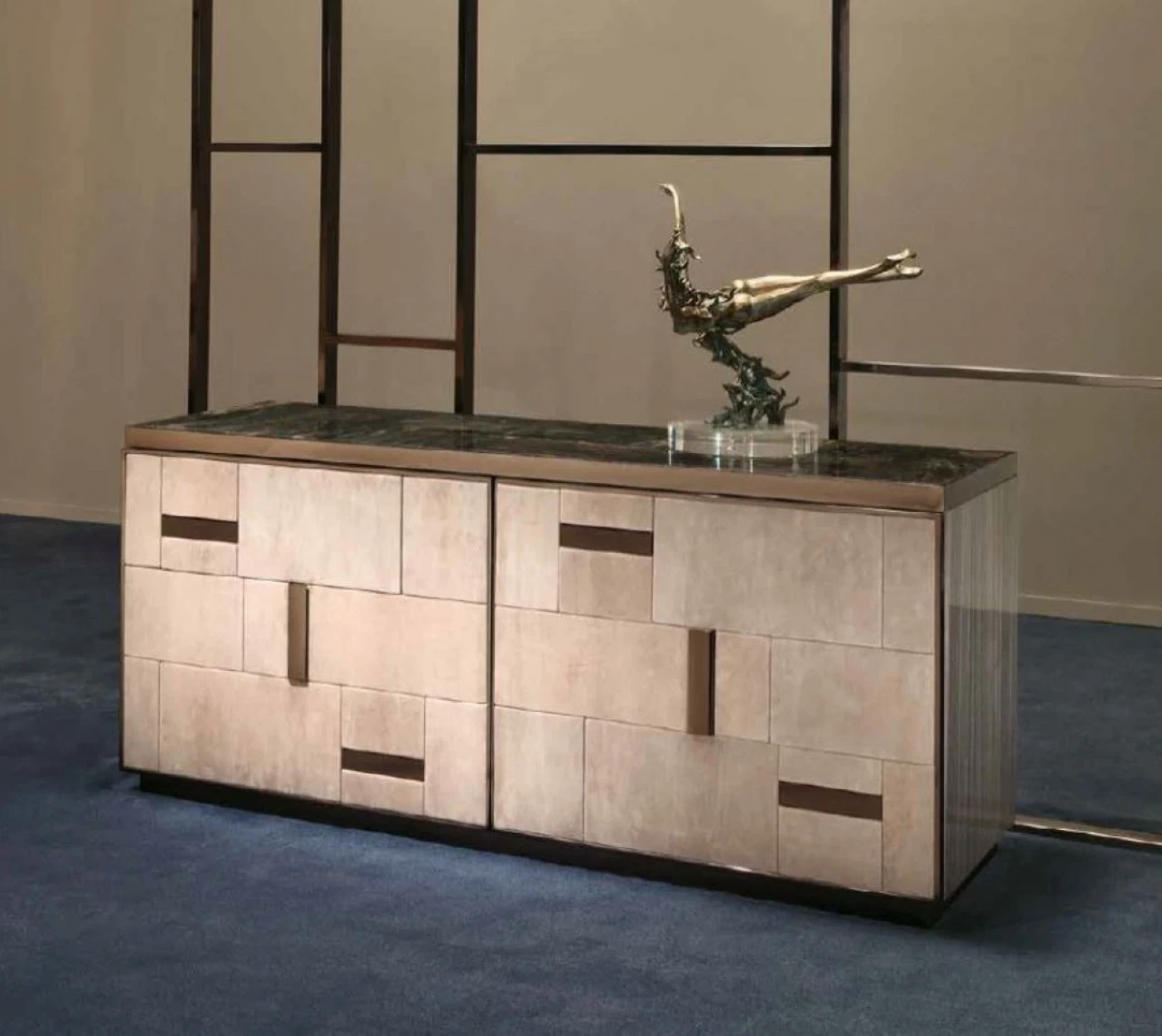 Cromo dresser with padded fronts, for modern bedroom sets made in Italy