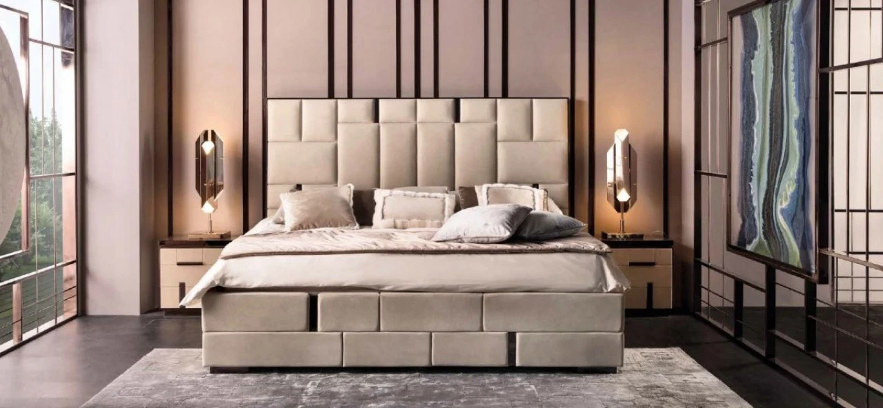 Cromo bed framed in steel, for a modern luxury bedroom, made in Italy