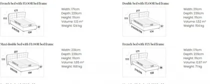 Size Modern upholstered bed Aspen collection