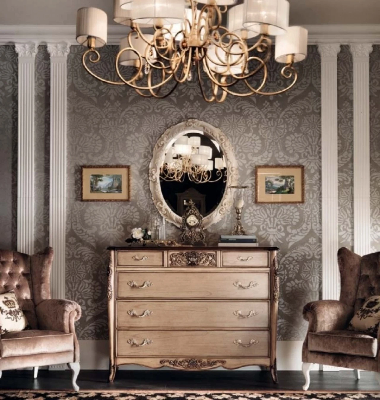 Gran Guardia chest 2050, 140 cm wide in carved cherry, for a classic bedroom set