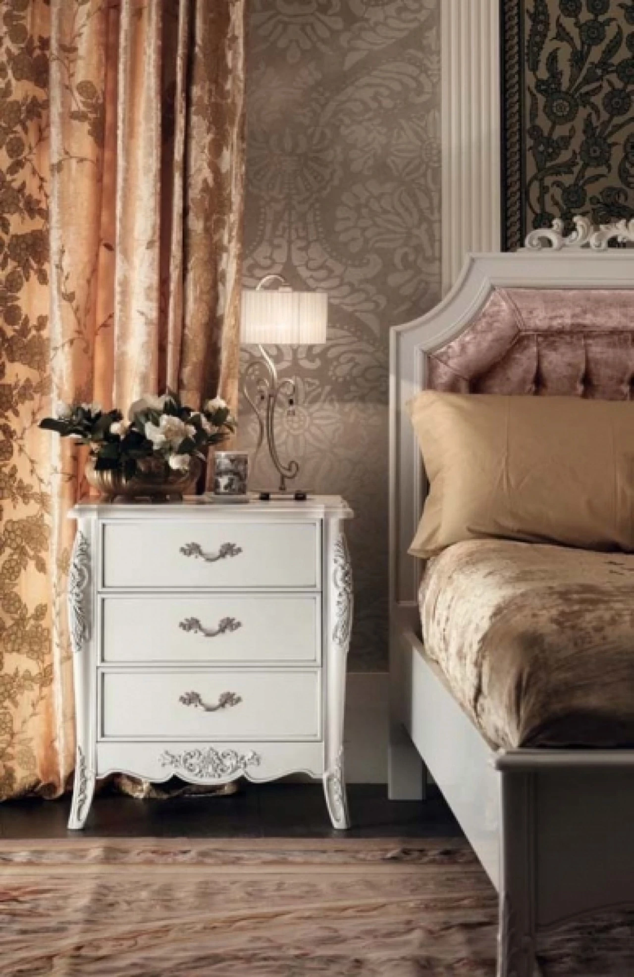 Gran Guardia bedside table 2051, classic bedroom furniture 62 cm wide