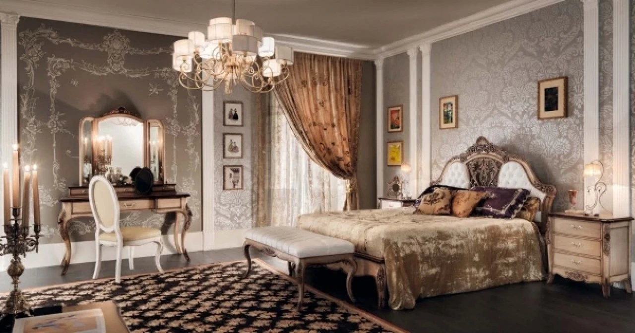 Gran Guardia wooden bed 2053, classic bed for traditional bedroom sets