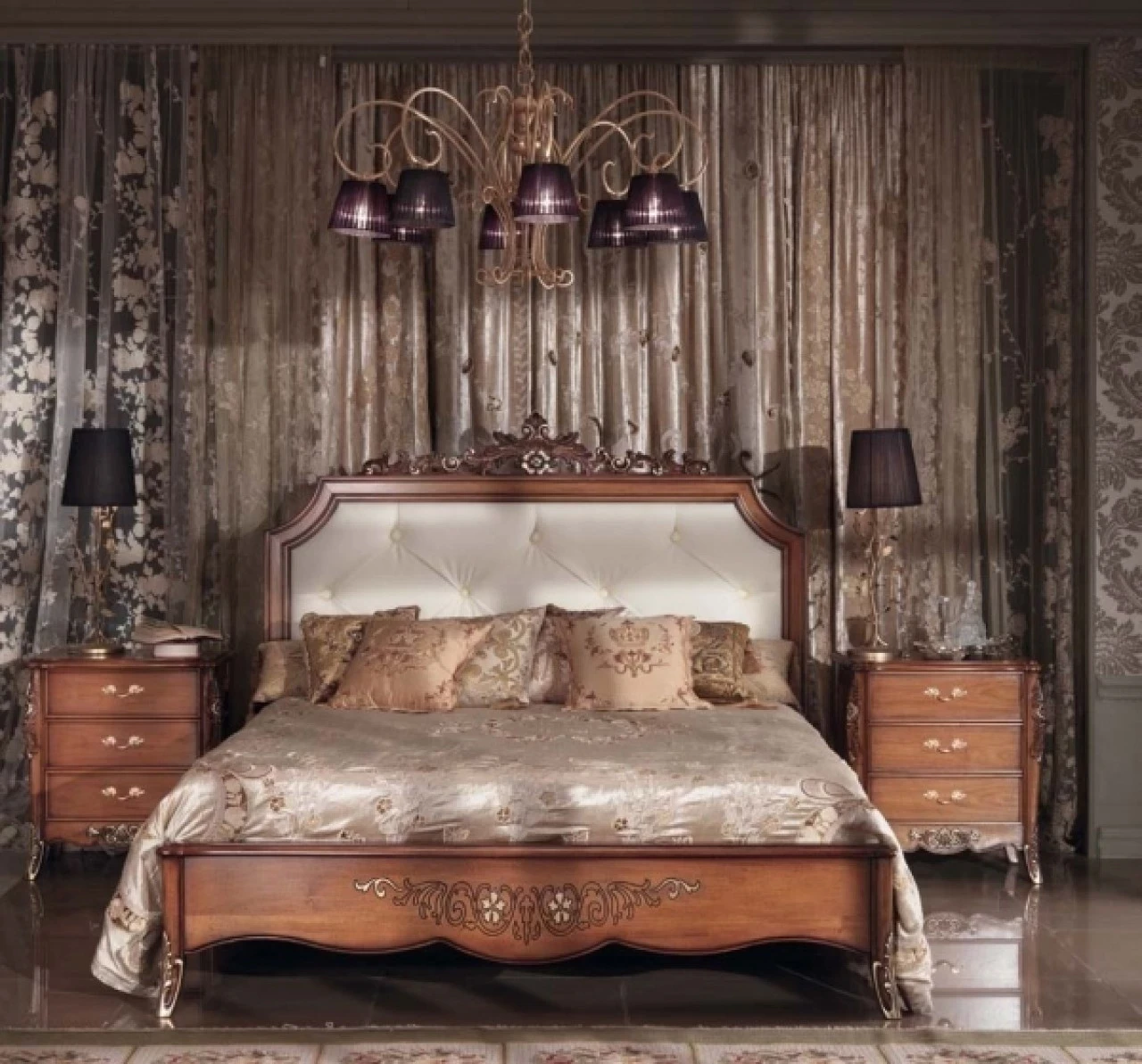 Gran Guardia upholstered bed 2056, traditional upholstered bed for classic bed sets