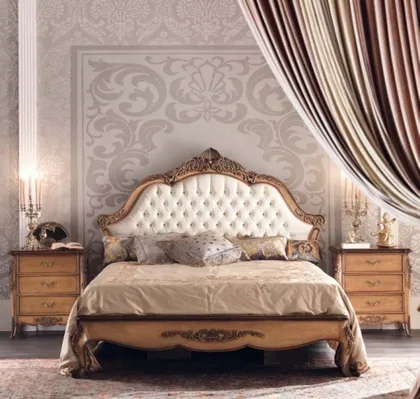 Classic upholstered wooden bed model Gran Guardia, exclusive furniture