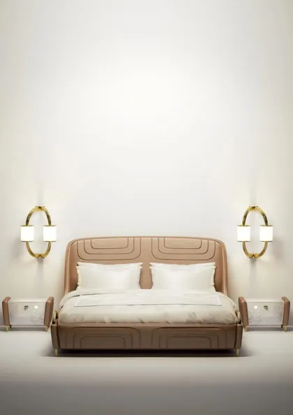 Letto contemporaneo Tuscany imbottito in scamosciato