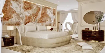 Letto moderno di lusso Lotus imbottito a forma di fiore