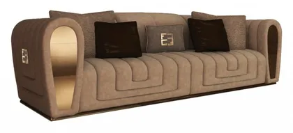 High End Contemporary Italian Designer Quilted Suede Fabric Sofa Collier, designer sofa