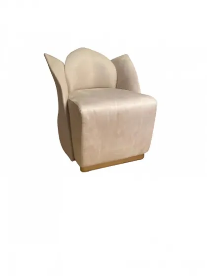 Poltroncina per toeletta contemporanea di alta gamma a forma di fiore in scamosciato Lotus