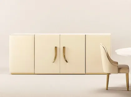 Modern Design Suede Taupe Four Door Buffet - Tuscany
