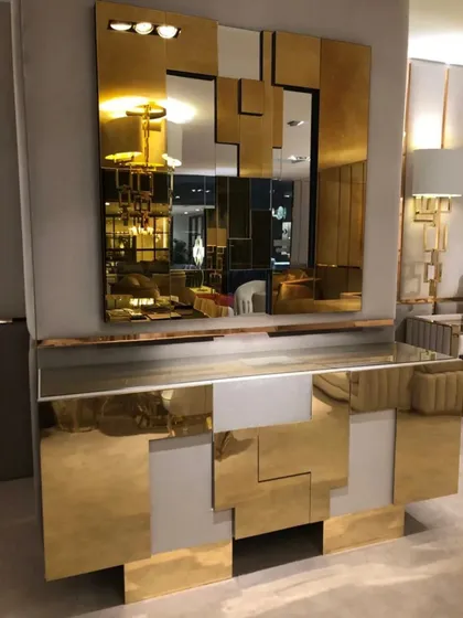 Elegant Reflex Angelo buffet featuring a luxury crystal top and soft velvet finish for living rooms, luxury furnishing