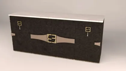 Brown Pony designer sideboard with a luxurious Estremoz marble top, showcasing premium craftsmanship and style.