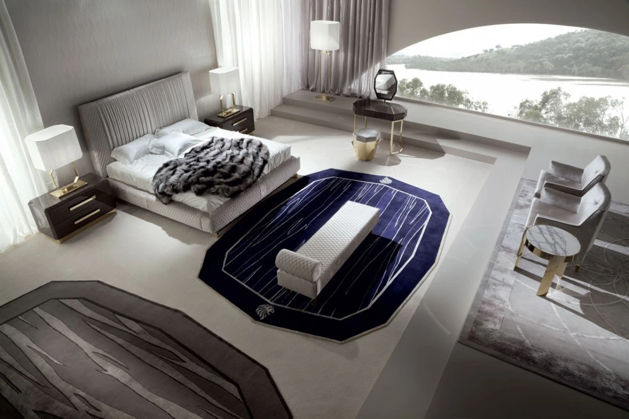 Infinity upholstered bench, for modern bedroom sets made in Italy