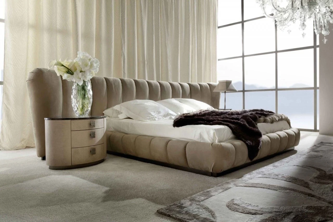 Lifetime bed with upholstered headboard, for a modern luxury bedroom, made in Italy