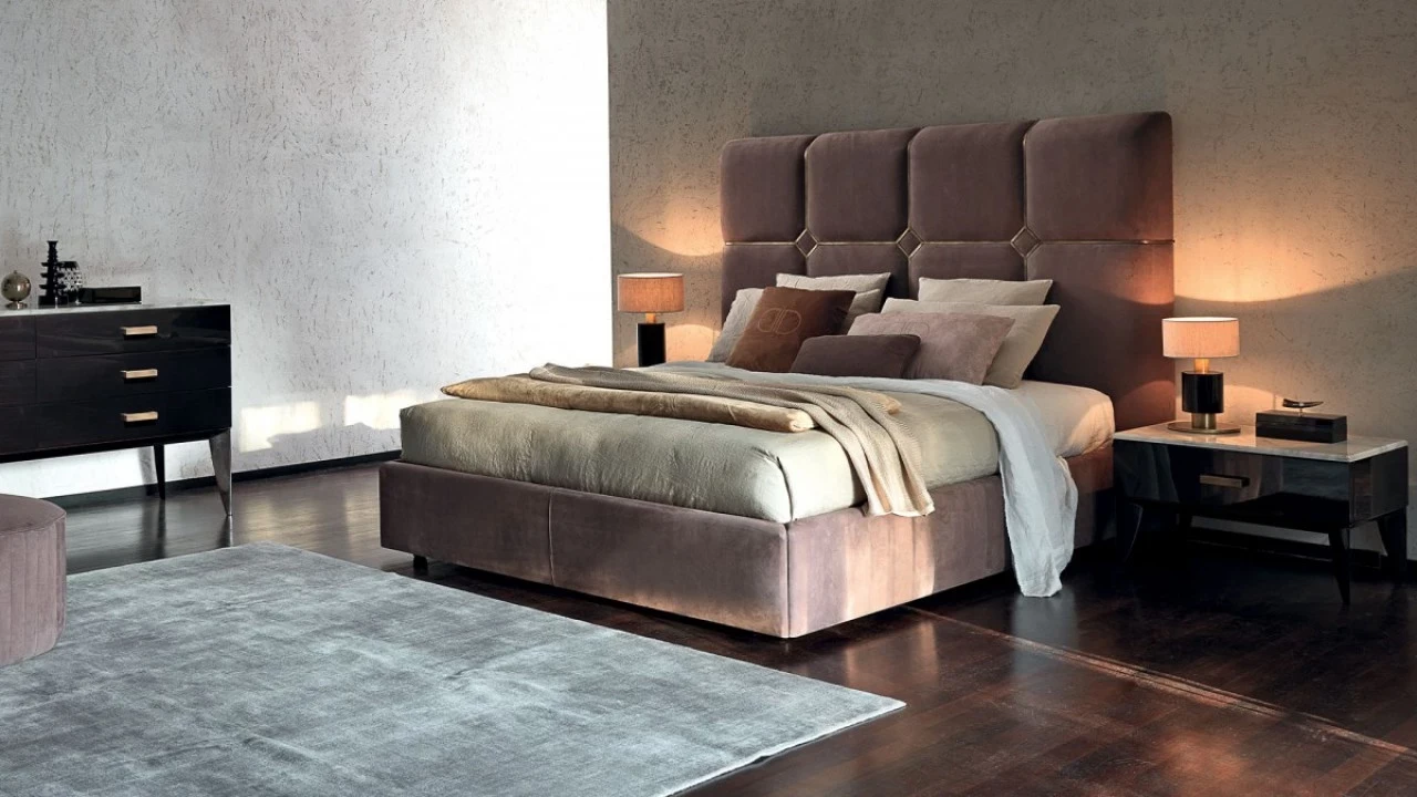 Florence upholstered bed, for a contemporary bedroom set made to order