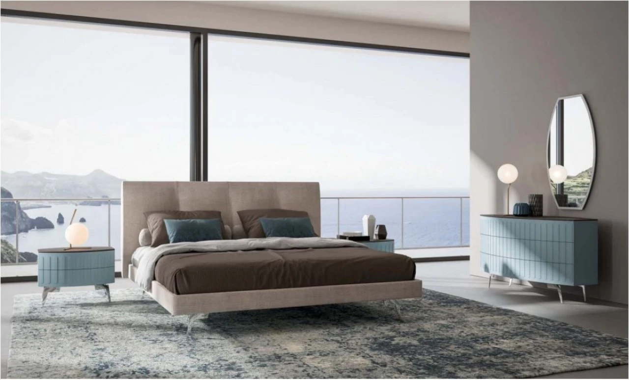 Oceano upholstered bed, from a modern bedroom collection made in Italy