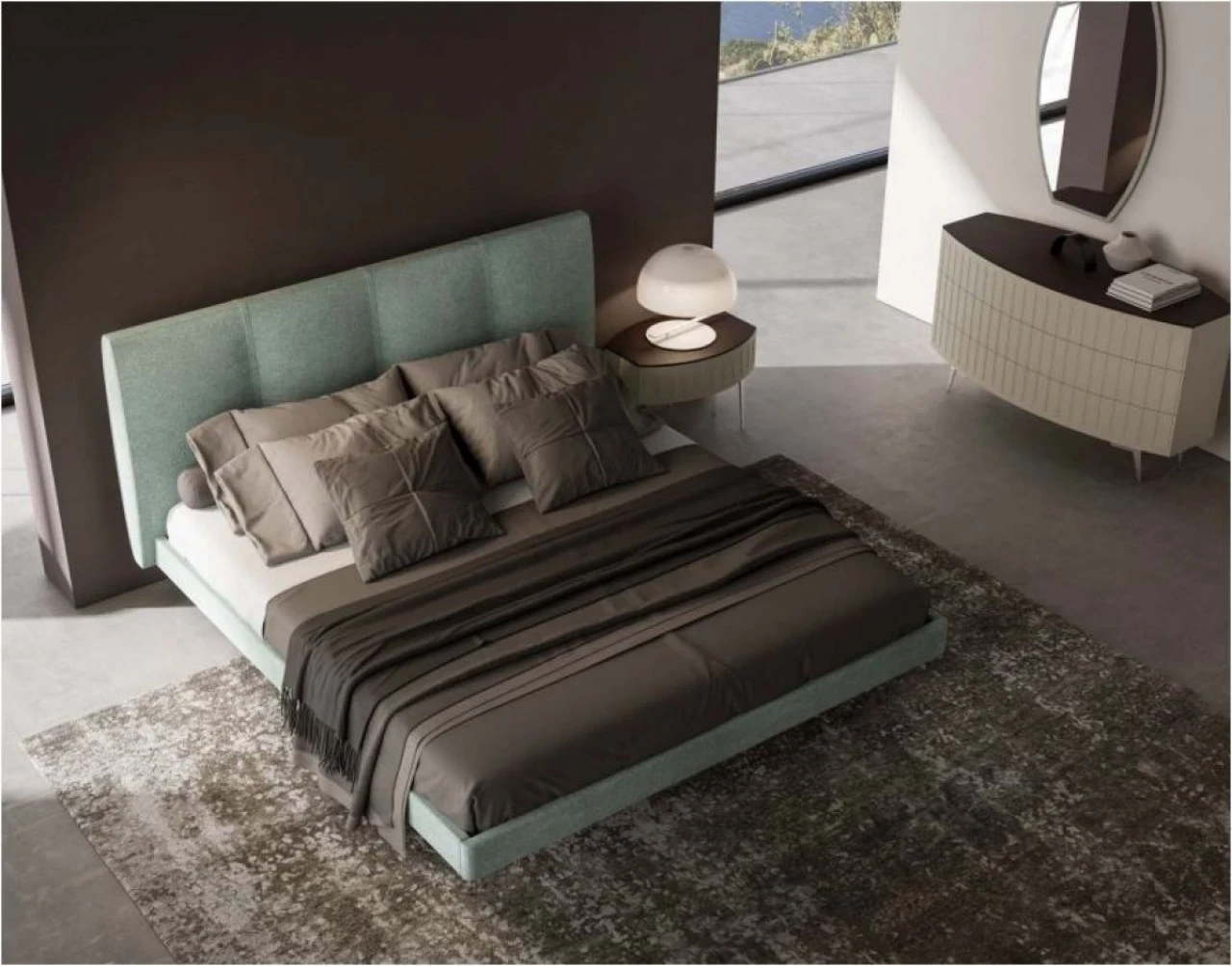 Oceano bedroom bed, contemporary bedroom furniture made to order in Italy