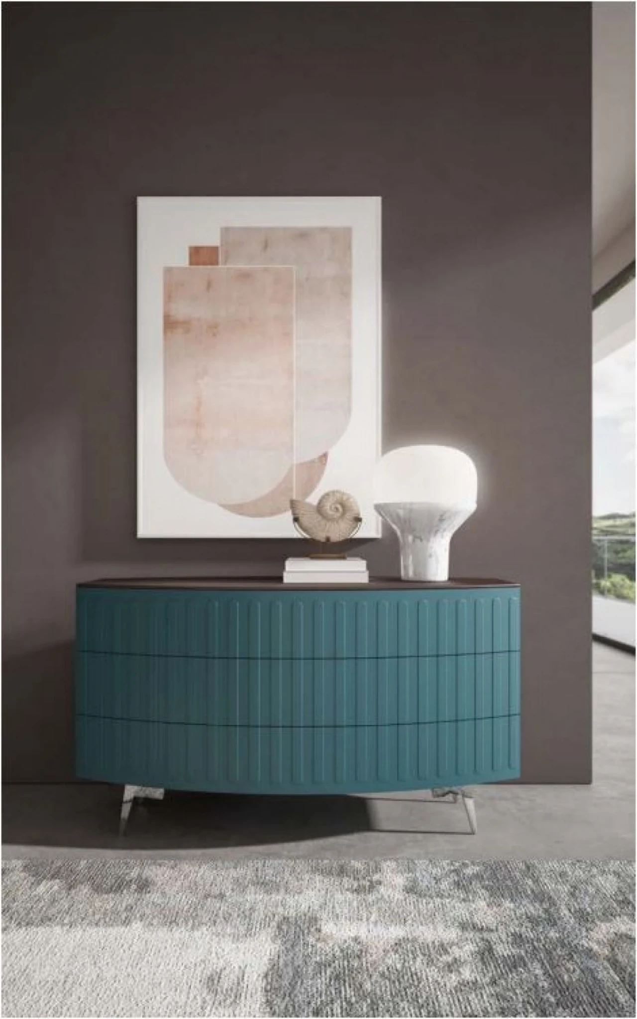 Oceano bedroom dresser, furniture for a modern master bedroom, made in Italy