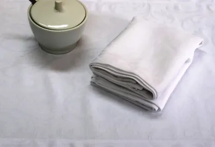 Damask textile for restaurant table linen Ipanema alb