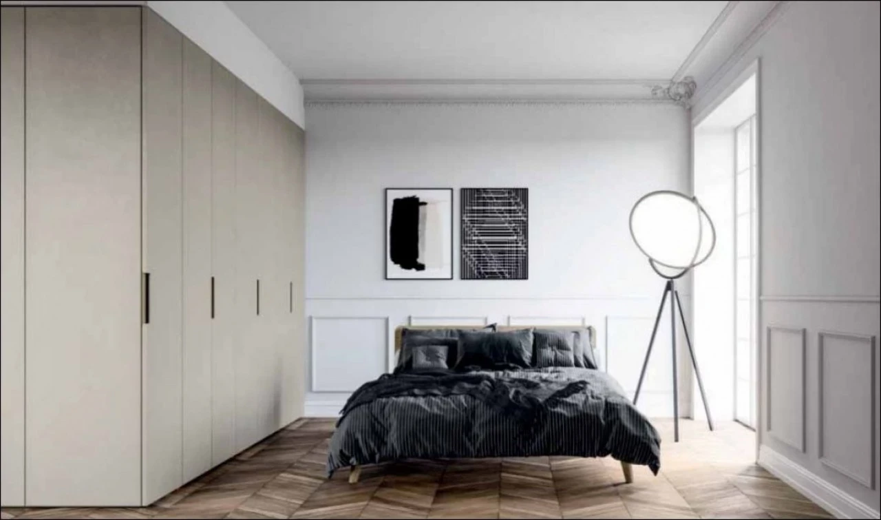 Wardrobe with Arco doors, for modern bedroom sets made in Italy