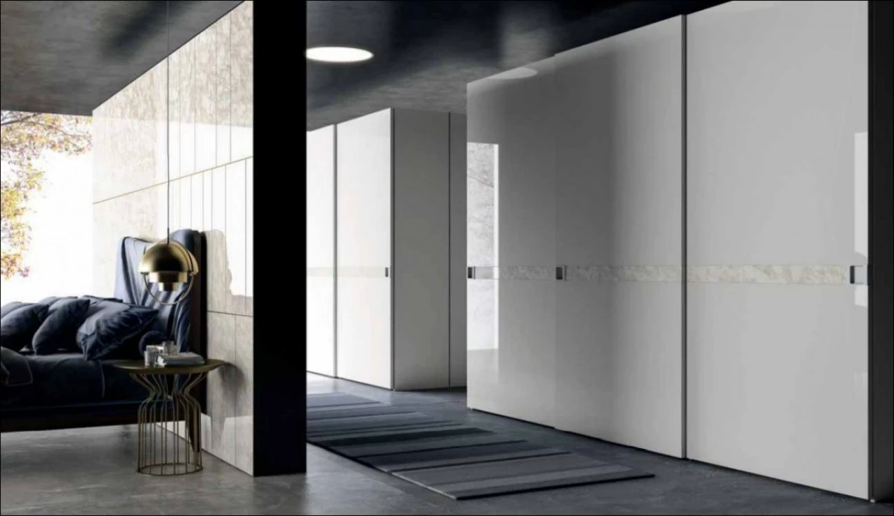 Geo composed wardrobe, from a modern bedroom collection made in Italy